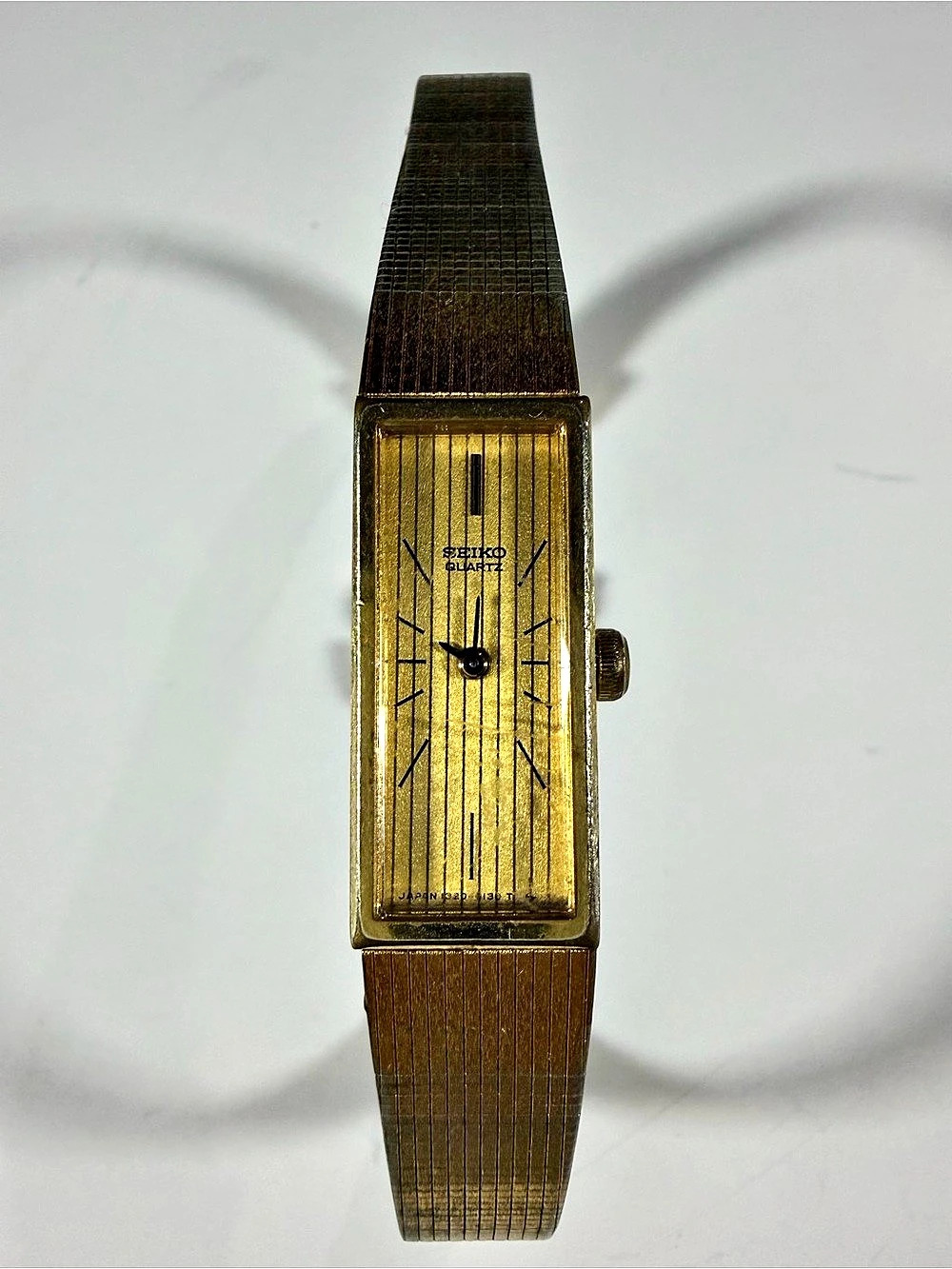 Seiko Vintage Quartz Gold-Tone Rectangular Watch 1320-5130